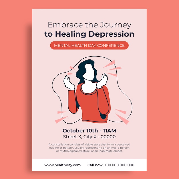 Linear simple embrace the journey to healing depression poster