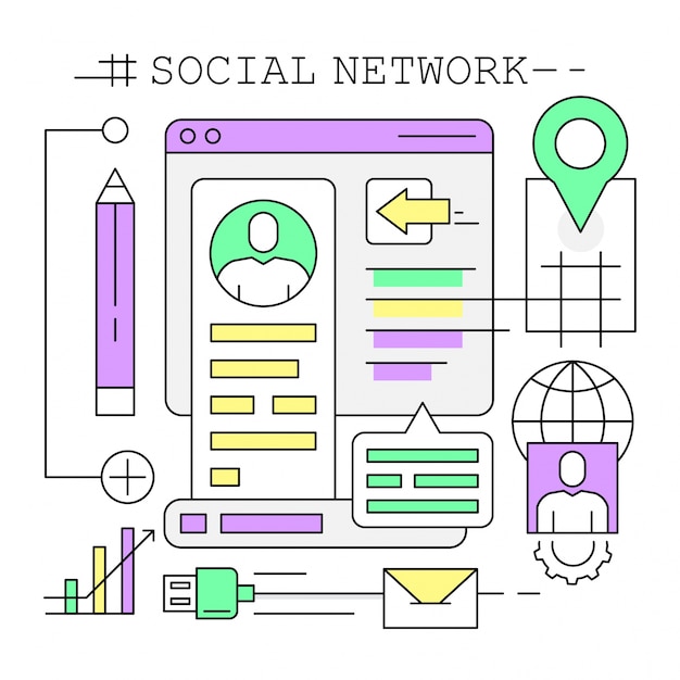 Linear social network illustrations