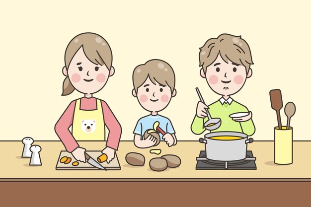 Linear style japanese family cooking