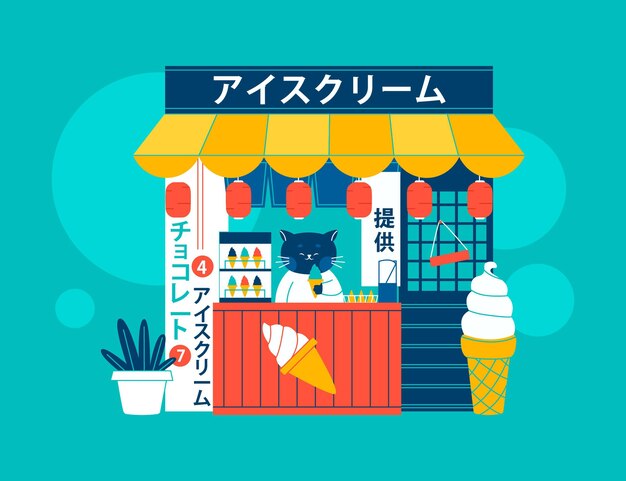 Linear style japanese ice cream shop