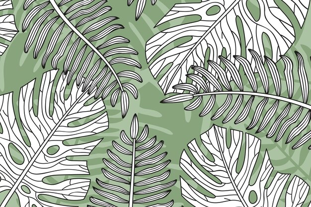 Linear tropical leaves background