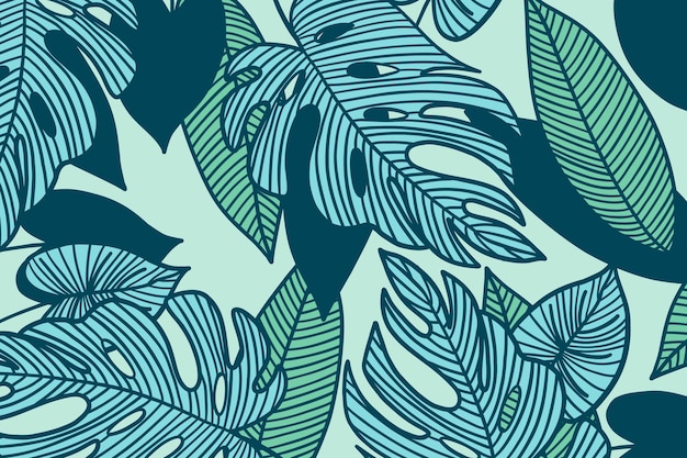 Linear tropical leaves with pastel color