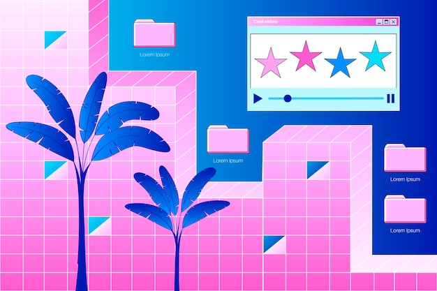 Free Vector linear vintage vaporwave background