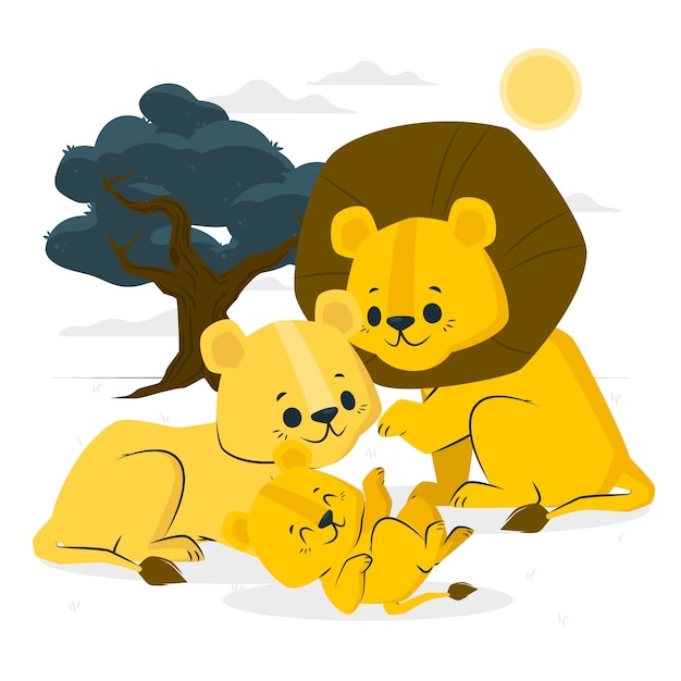 Lion family illustration