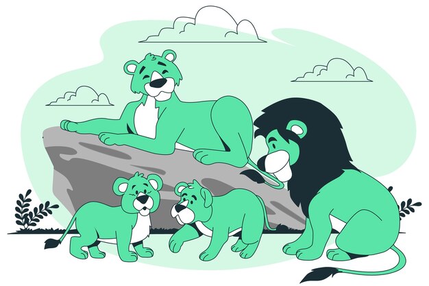 Lion family illustration