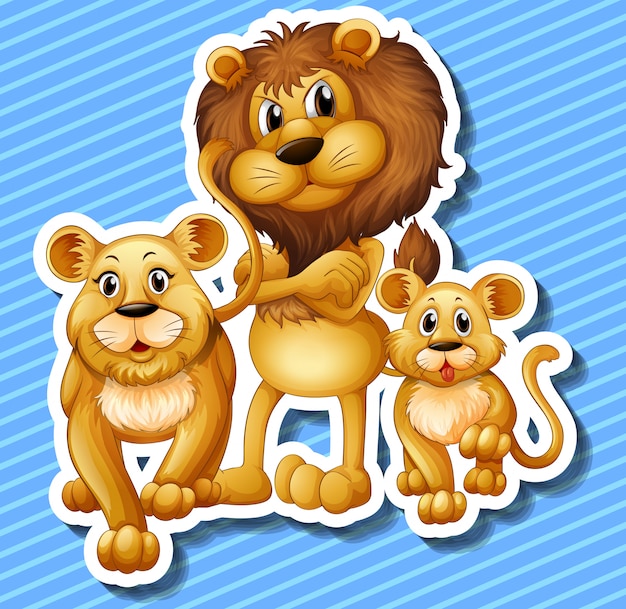 Lion family with little cub