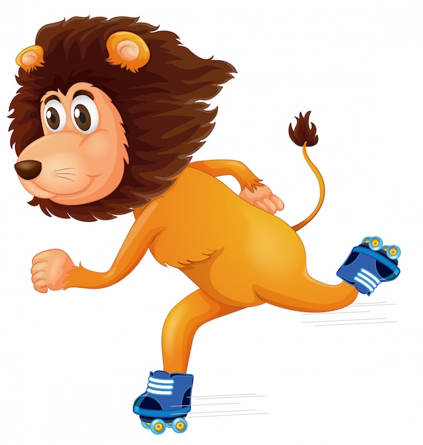 Free vector a lion ice skating