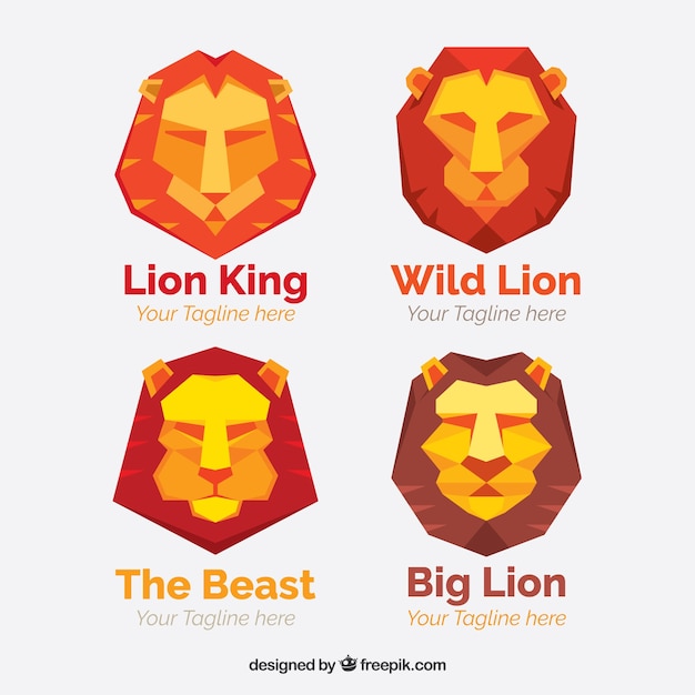 Free vector lion logos, geometric style