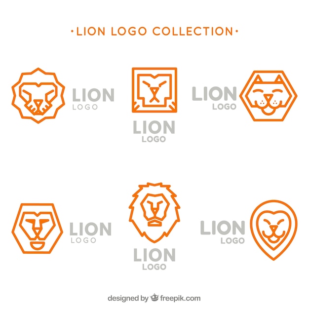 Free vector lion logos, orange color