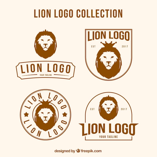 Free vector lion logos with different compositions