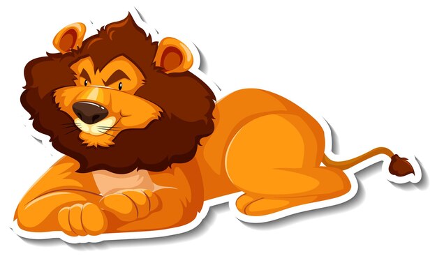 Lion lying cartoon character on white background