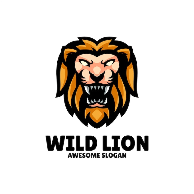 Free Vector lion mascot illustration logo design