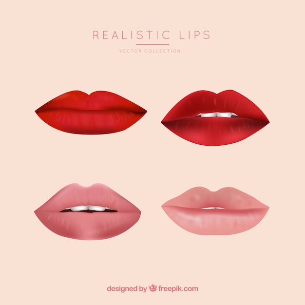 Free Vector lips collection in realistic style