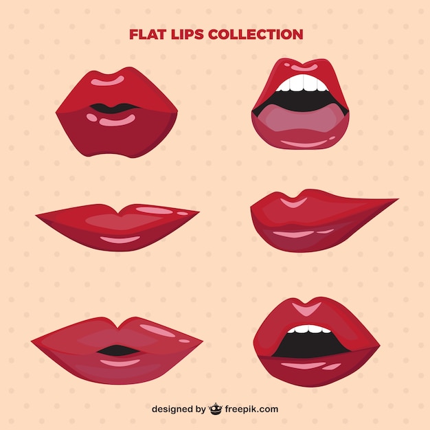 Free vector lips set with glossy