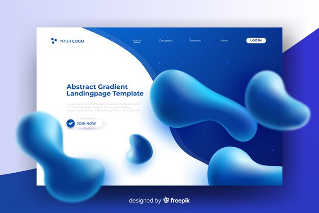 Liquid effect abstract landing page