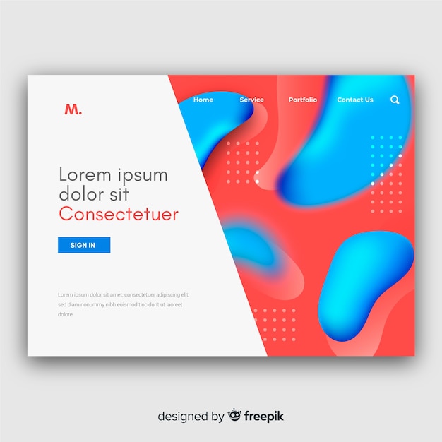 Free Vector liquid effect landing page