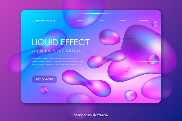 Free Vector liquid effect landing page