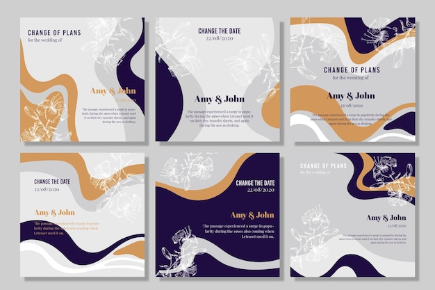 Free Vector liquid effect wedding invitation cards