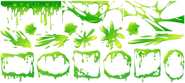 Free Vector liquid green slime splashes border and frames