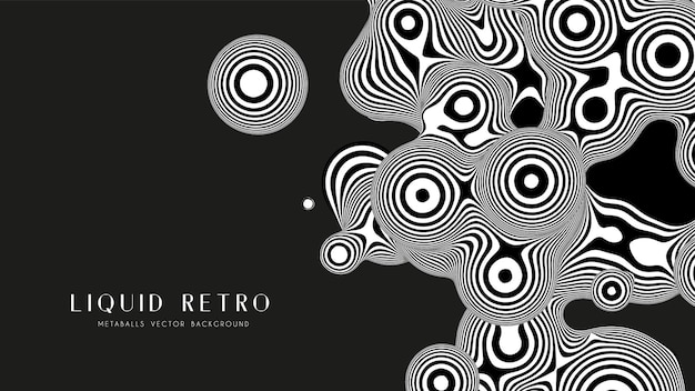 Free Vector liquid retro 3d zebra metaball, with organic structure. abstract vector black and white background.