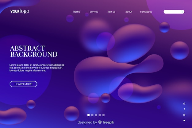 Liquid shape landing page template