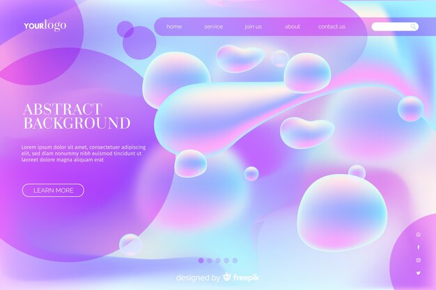 Liquid shape landing page template