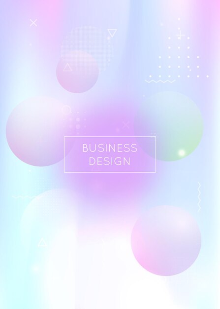 Liquid shapes background with dynamic fluid Holographic bauhaus gradient with memphis elements Graphic template for flyer ui magazine poster banner and app Iridescent liquid shapes background