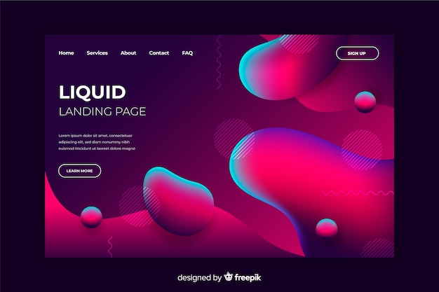 Liquid shapes landing page template