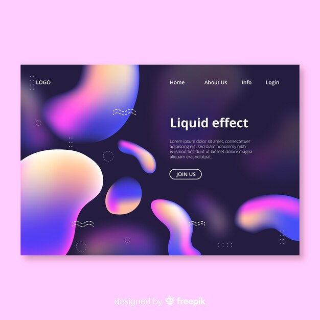 Liquid shapes landing page