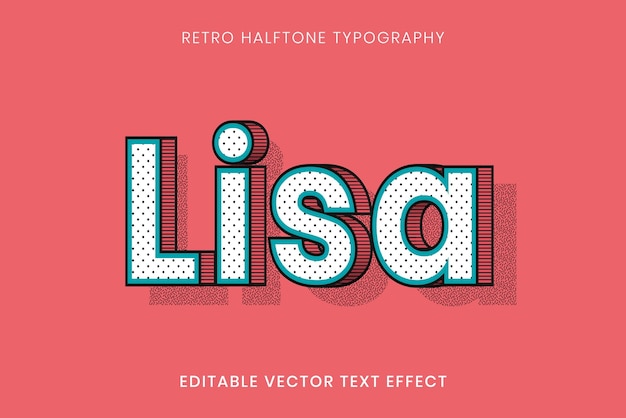 Free Vector lisa name halftone editable vector text effect typography