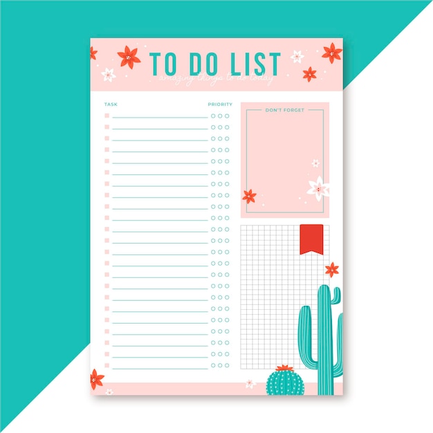 Free vector to do list editorial template