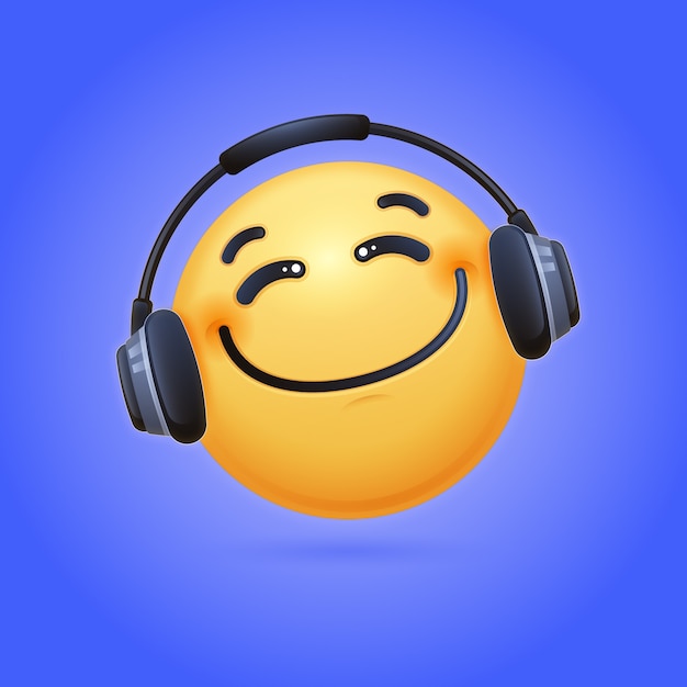 Free Vector listening music emoji illustration