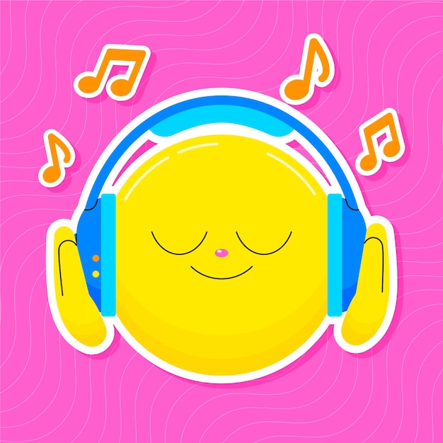 Listening music emoji illustration