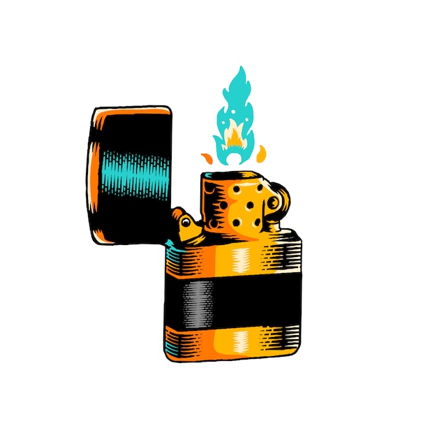 Free vector lit lighter badge