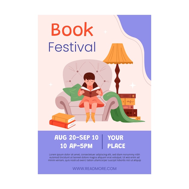 Literature and book club vertical poster template