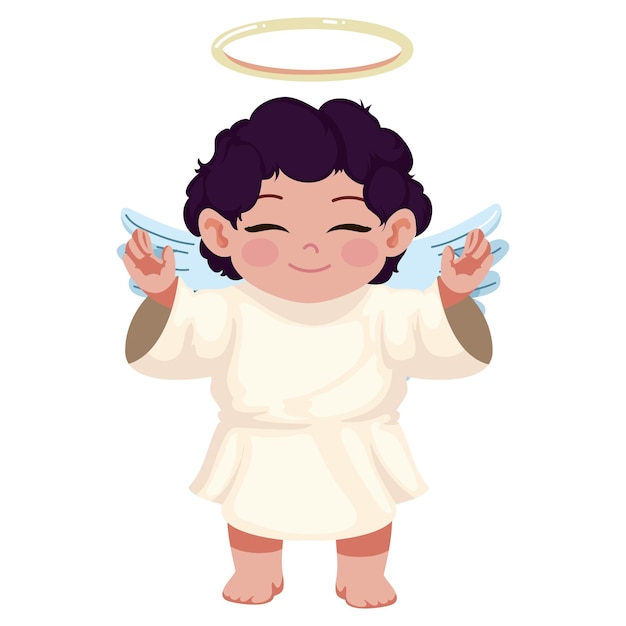 Free vector little angel adorable icon isolated