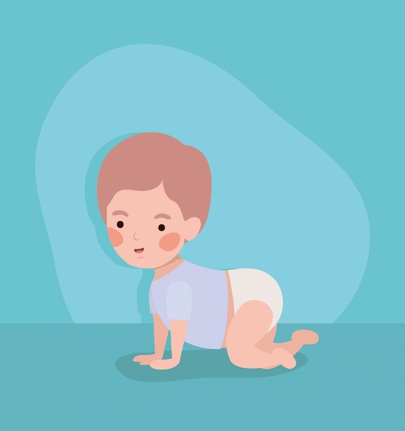 Little baby boy crawling character