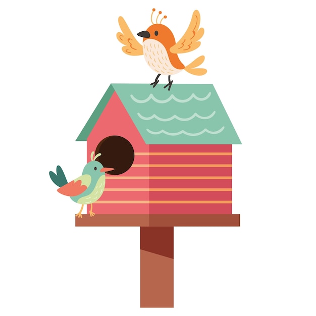 Free vector little birds in house