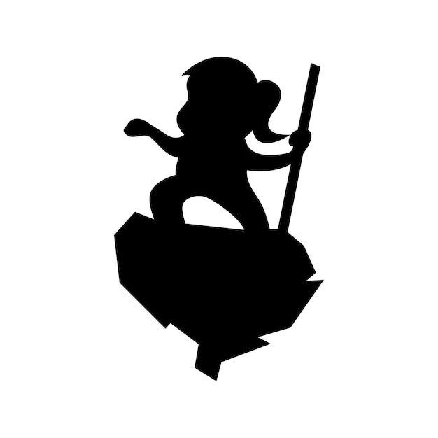 Little boy icon logo standing black silhouette