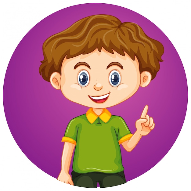 Little boy on round background