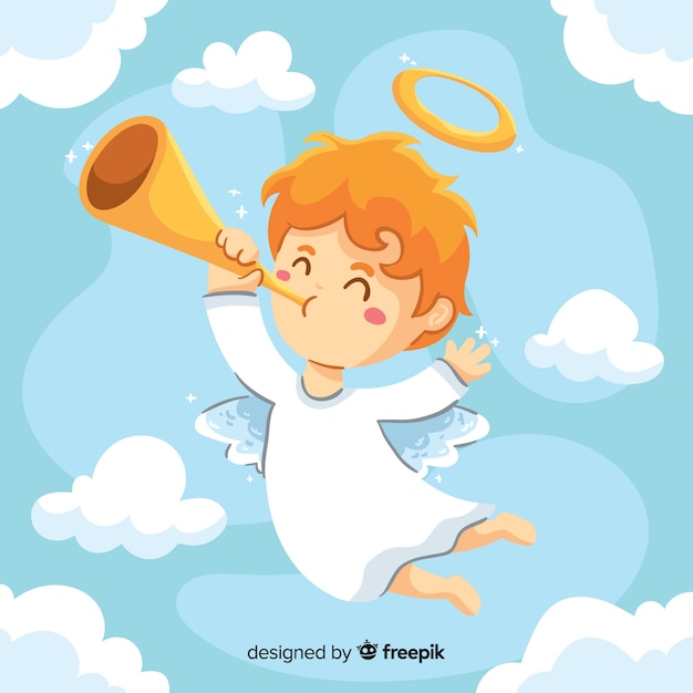 Little child angel hand drawn style