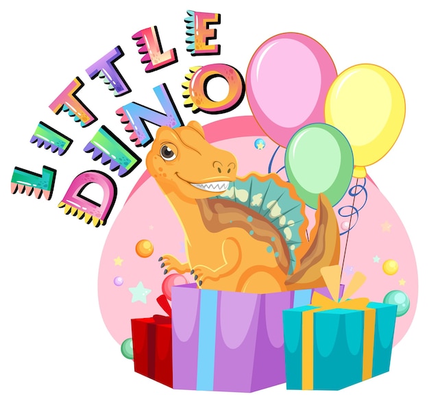 Little cute dinosaur cartoon in party theme