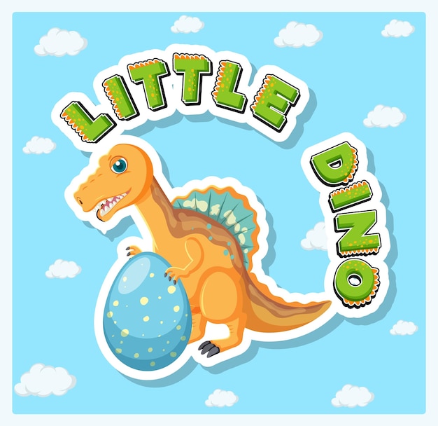 Free vector little cute dinosaur cartoon poster