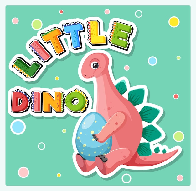 Free vector little cute dinosaur cartoon poster