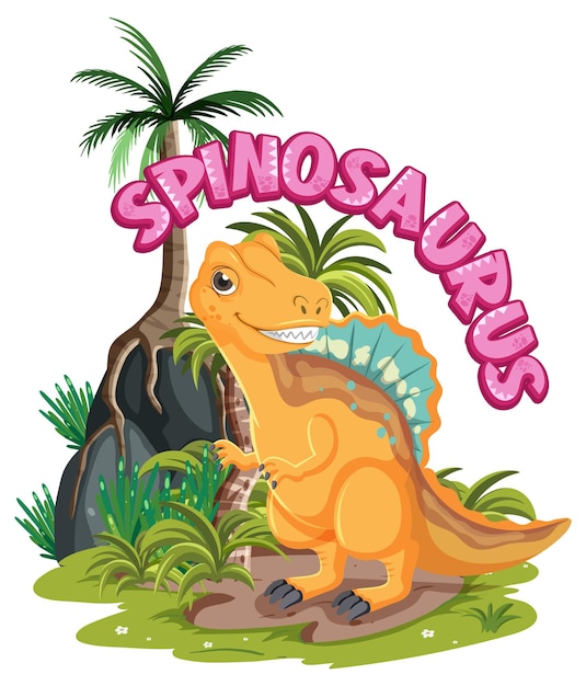 Little cute spinosaurus dinosaur cartoon character