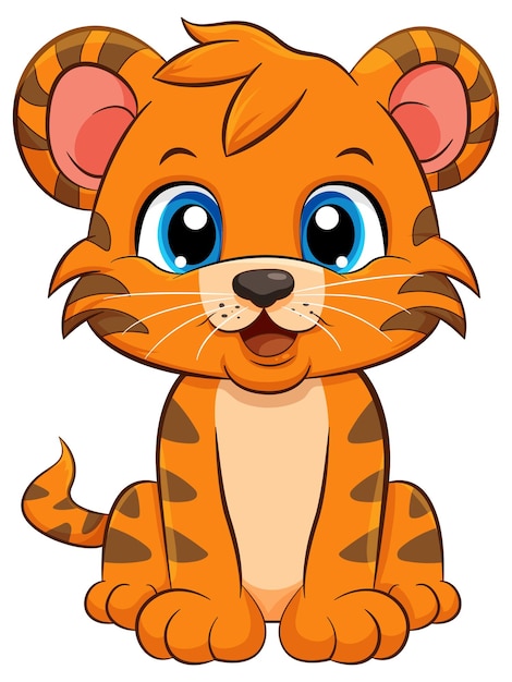 Free Vector little cute tiger cartoon character