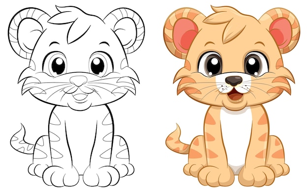 Free Vector little cute tiger cartoon character