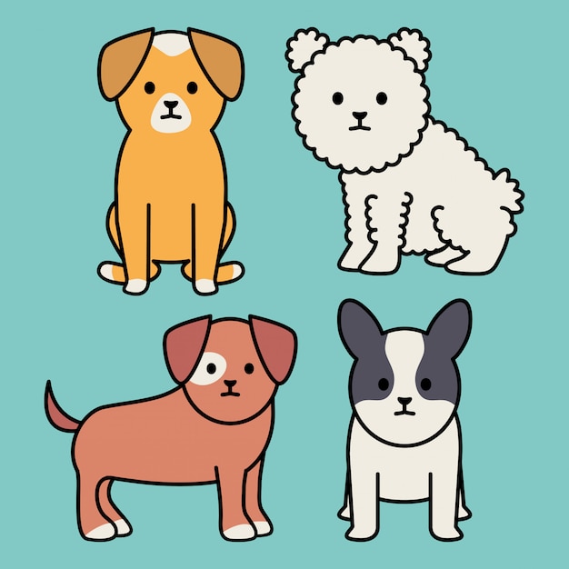 Free Vector little dogs adorables mascots characters