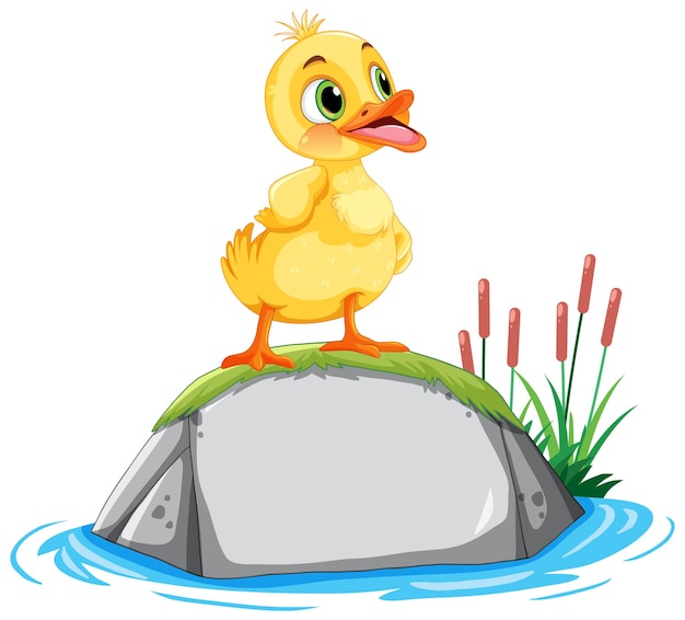 Free Vector little duck standing on a rock