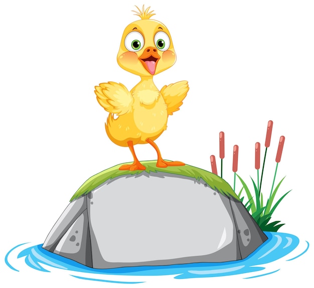 Free vector little duck standing on a rock